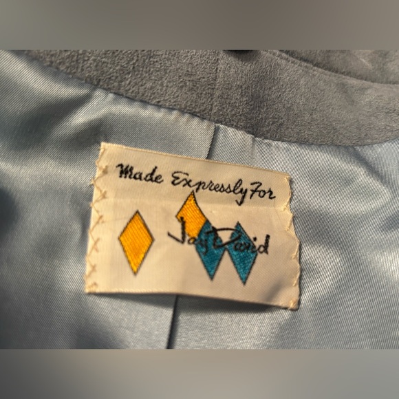 Vintage Made in Canada Faux Suede Belted Jacket • Mandarin Collar • Blue Blazer - Picture 14 of 16